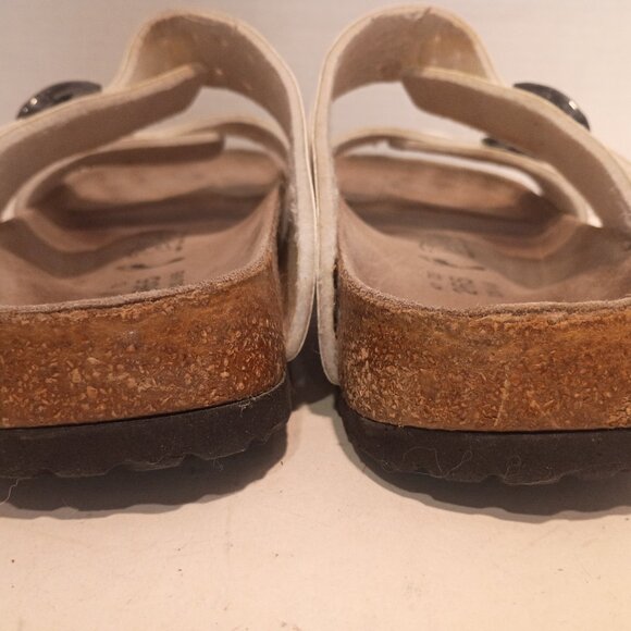 Birkenstock BIRKIS 265 Sz 41/L10-M8 Freeport Double Strap White Leather Sandal - Picture 8 of 9